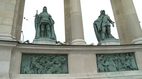 Budapest Two Monuments Stock Footage 46014601