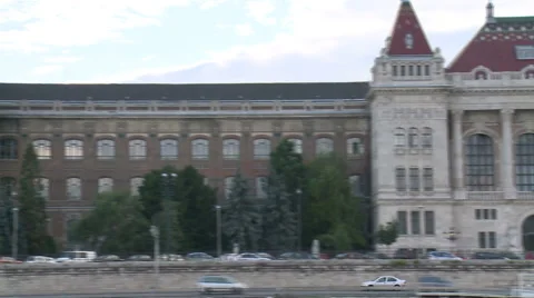 Budapest University of Technology And Danube River Stock Footage 45997587