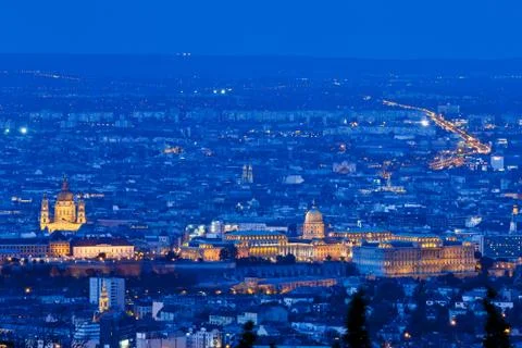 Budapest view with Buda Castle and Basilica, Hungary Stock Photos