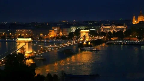 Budapest, view to chain bridge Stock Footage 80721565