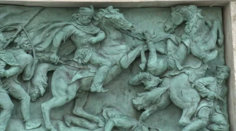 Budapest Wall Horses Monument Stock Footage 46015357