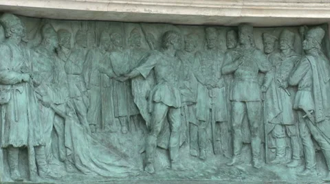 Budapest Wall Monument Solders Stock Footage 46015791