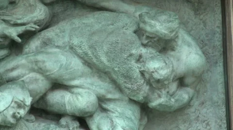 Budapest Wall Sculpture Close Fight Stock Footage 46014748