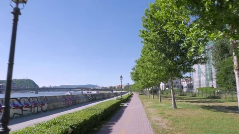 Budapest Waterfront Scenery Stock Footage 83761694