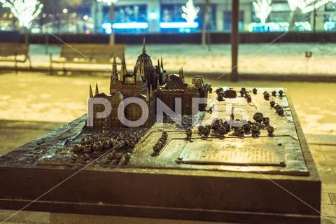 Budapest/Hungary - 12.19.2018: Miniature of the Hungarian Parliment at night Stock Photos