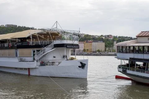 Budapest's gem exploring the danube river, ships, and tourist attractions Stock Photos