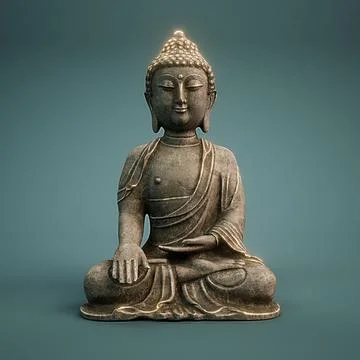 Buddah statue isolated on blue background Stock Illustration