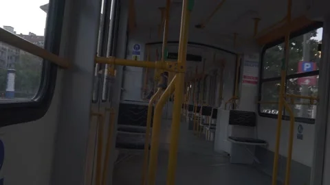 Buddapest oldschool tram's interior Video stock 162726827