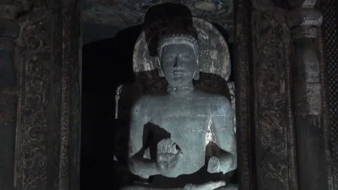 BUDDHA IN AJANTA Stock Footage 128452892
