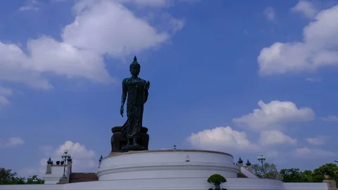 Buddha and clouds sky Stock Footage 98544380
