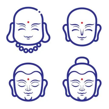 Buddha and monk face vector illustration. Stock Illustration
