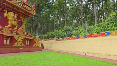 Buddha Calm in the Clouds: A Temple View from Uttarakhand Stock Footage 317073633