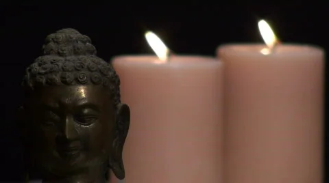 Buddha with candles V2 - HD Stock Footage 572066