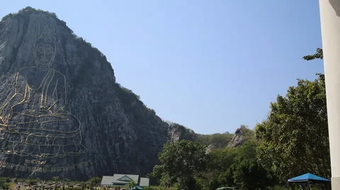 Buddha carved cliffs Stock Footage 45605639