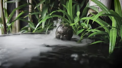 Buddha child head in mist Stock Footage 161449497