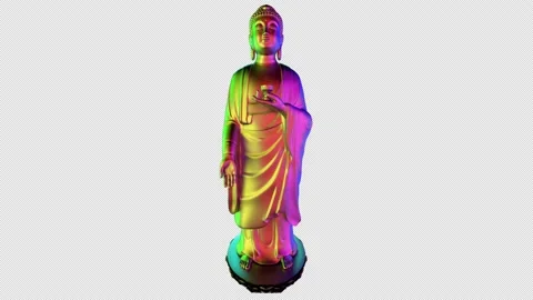 Buddha in colorful lights - 3d render looped with alpha channel. Stock Footage 167506877