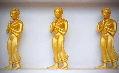 Buddha disciples on white wall Stock Photos