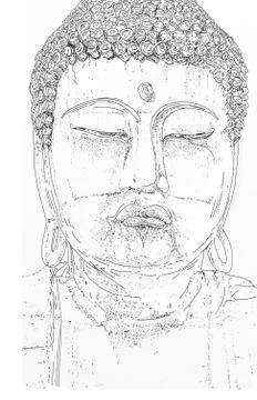 A buddha drawn to the stretch with white background Stock Illustration