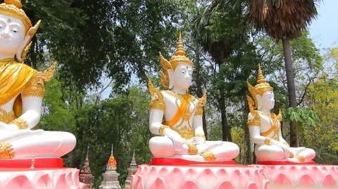 Buddha in the Forest, Ancient buddha temple. Lae district, Uttaradit, Thailand Stock Footage 49943438