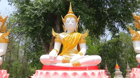 Buddha in the Forest, Ancient buddha temple. Lae district, Uttaradit, Thailand Stock Footage 49943806