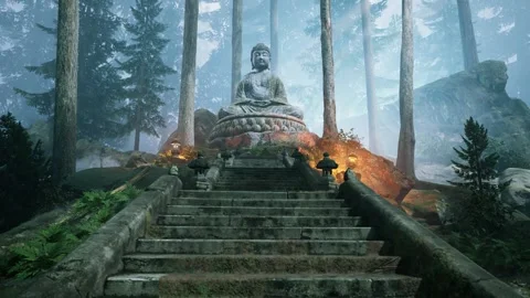 Buddha in the forest valley Vídeo Stock 278061021