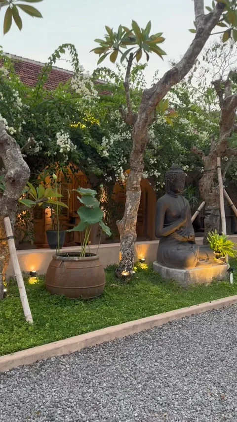 Buddha Garden Fascade Stock Footage 281932861