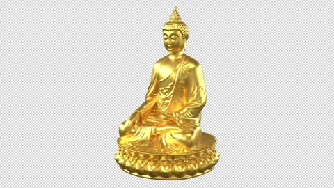Buddha gold statue rotating – 3d render looped. Stock Footage 335592046