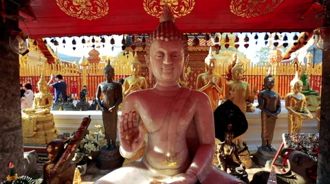 Buddha gold statue in temple Stock Footage 57714874