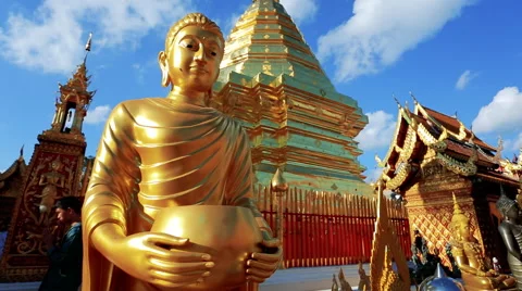 Buddha gold statue in temple Stock Footage 57714898