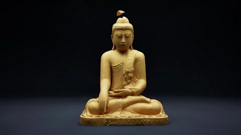 Buddha Golden Statue Animation Video stock 325889523