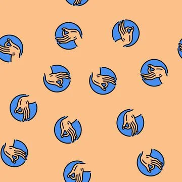 Buddha hand gesture mudra vector seamless pattern Stock Illustration