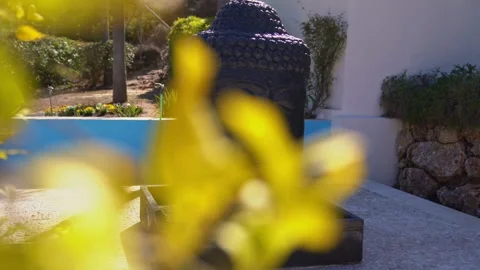 Buddha Head in Asian Garden Through the leaves Stock-Footage 260049273