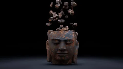 Buddha Head Statue Animation Video stock 325890790