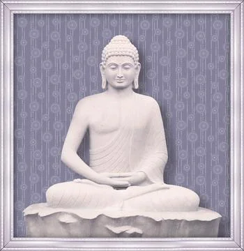 Buddha illustration Wall Art Rendering Wallpaper for Living room. Stock Illustration
