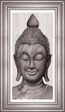 Buddha illustration Wall Art Rendering Wallpaper for Living room. Stock Illustration