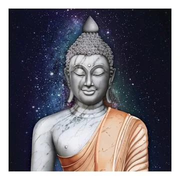 Buddha illustration Wall Art Rendering Wallpaper for Living room. Stock Illustration