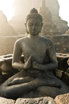 Buddha image at borobudur temple Foto stock