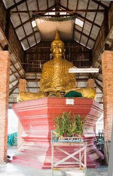 Buddha image in simple pavilion Stock Photos