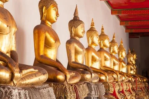 Buddha in a long line. Stock Photos
