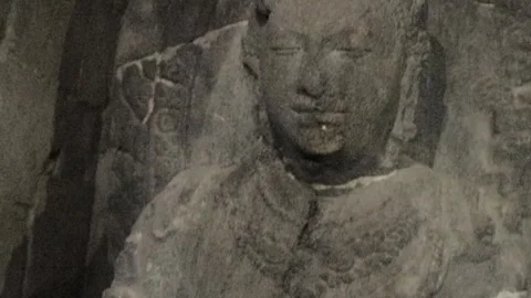 Buddha meditates inside the main temple of Plaosan Temple 動画素材 244760294