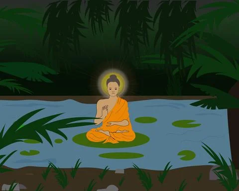 Buddha Meditating Stock Illustration