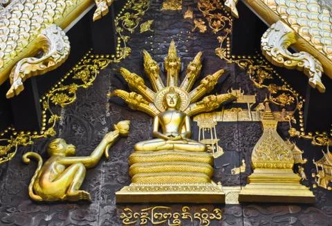 Buddha with monkey Stock Photos