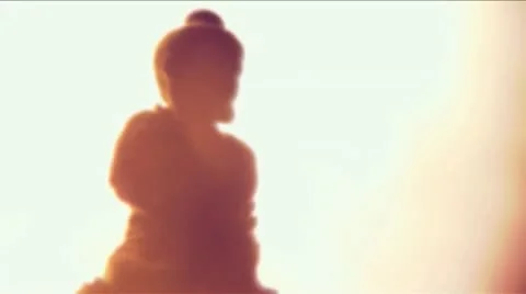 Buddha move through mist Stock Footage 10589494