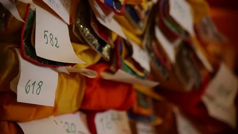 Buddha offers in the temple Stock Footage 79999391