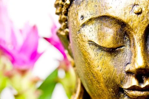 Buddha with orchid Stock Photos
