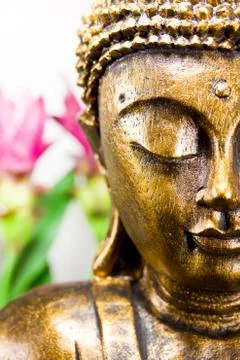 Buddha with orchid Stock Photos