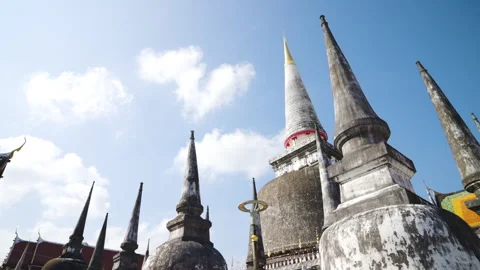 Buddha pagoda old histric temple movement travel Stock Footage 301429254