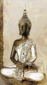 Buddha prays in the window Stock Photos