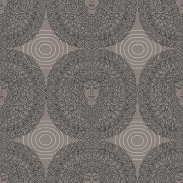 Buddha seamless pattern. Mandala background. Indian, buddhism, esoteric ornament Illustrazione stock