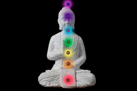 A buddha with the seven chakras Foto stock